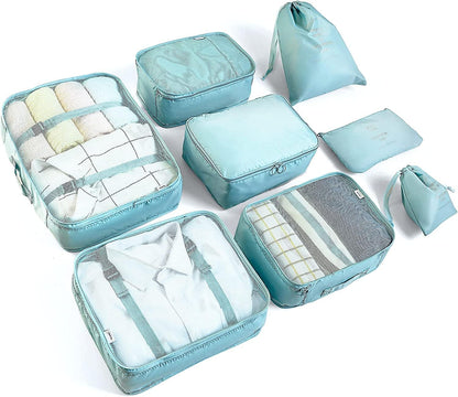 6/8 Set Packing Cubes for Suitcases Travel Luggage Packing Organizers,Travel Accessories Essentials Luggage Organizer with Shoe/Tioletry/Laundry Bag (Dark Blue, 6 set)