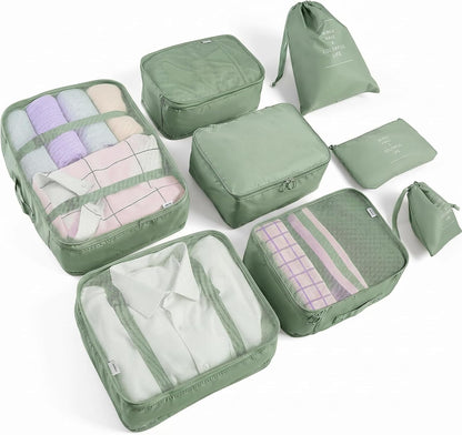 6/8 Set Packing Cubes for Suitcases Travel Luggage Packing Organizers,Travel Accessories Essentials Luggage Organizer with Shoe/Tioletry/Laundry Bag (Dark Blue, 6 set)