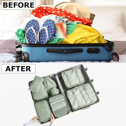 6/8 Set Packing Cubes for Suitcases Travel Luggage Packing Organizers,Travel Accessories Essentials Luggage Organizer with Shoe/Tioletry/Laundry Bag (Dark Blue, 6 set)