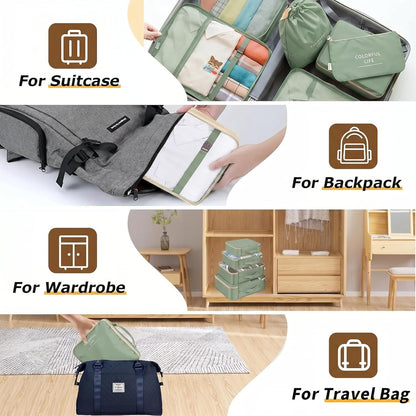 6/8 Set Packing Cubes for Suitcases Travel Luggage Packing Organizers,Travel Accessories Essentials Luggage Organizer with Shoe/Tioletry/Laundry Bag (Dark Blue, 6 set)