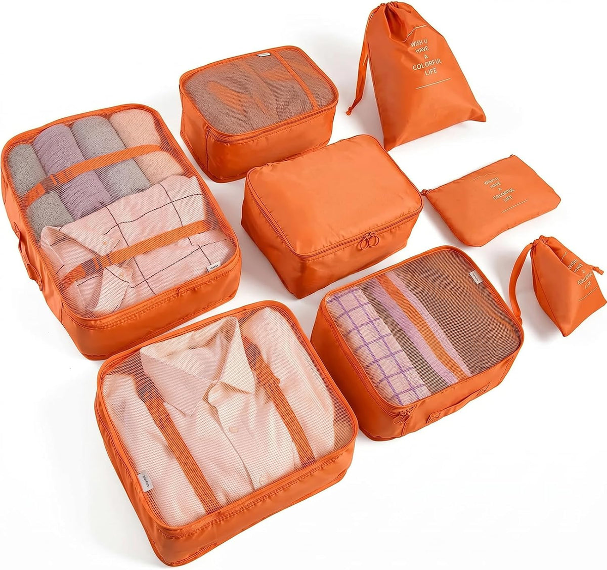 6/8 Set Packing Cubes for Suitcases Travel Luggage Packing Organizers,Travel Accessories Essentials Luggage Organizer with Shoe/Tioletry/Laundry Bag (Dark Blue, 6 set)