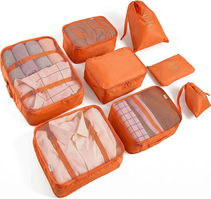 6/8 Set Packing Cubes for Suitcases Travel Luggage Packing Organizers,Travel Accessories Essentials Luggage Organizer with Shoe/Tioletry/Laundry Bag (Dark Blue, 6 set)