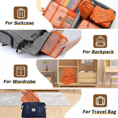 6/8 Set Packing Cubes for Suitcases Travel Luggage Packing Organizers,Travel Accessories Essentials Luggage Organizer with Shoe/Tioletry/Laundry Bag (Dark Blue, 6 set)