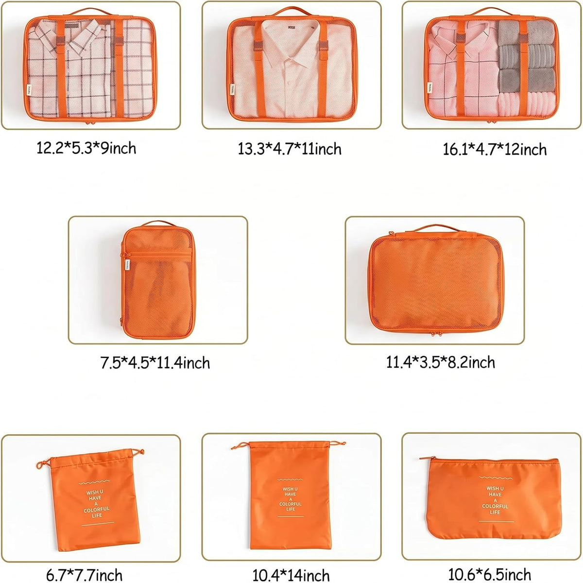 6/8 Set Packing Cubes for Suitcases Travel Luggage Packing Organizers,Travel Accessories Essentials Luggage Organizer with Shoe/Tioletry/Laundry Bag (Dark Blue, 6 set)