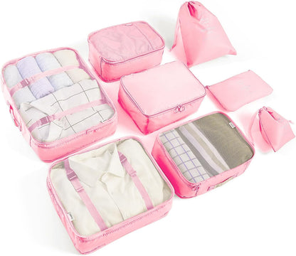 6/8 Set Packing Cubes for Suitcases Travel Luggage Packing Organizers,Travel Accessories Essentials Luggage Organizer with Shoe/Tioletry/Laundry Bag (Dark Blue, 6 set)