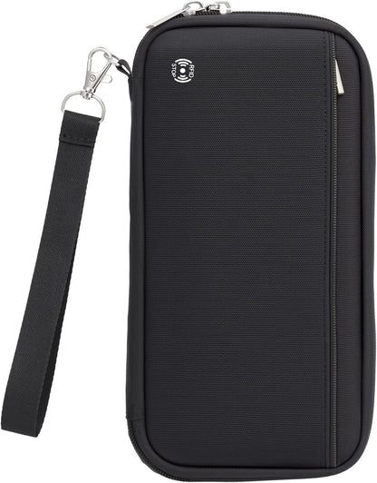 RFID Blocking Family Travel Passport Holder Wallet for 10 | Document Organizer with Zipper, Holds Up to 10 Passports, Cards, Cash, Boarding Passes, Tickets, For Travel Essentials, Black