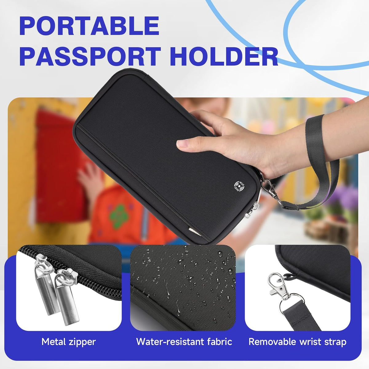 RFID Blocking Family Travel Passport Holder Wallet for 10 | Document Organizer with Zipper, Holds Up to 10 Passports, Cards, Cash, Boarding Passes, Tickets, For Travel Essentials, Black