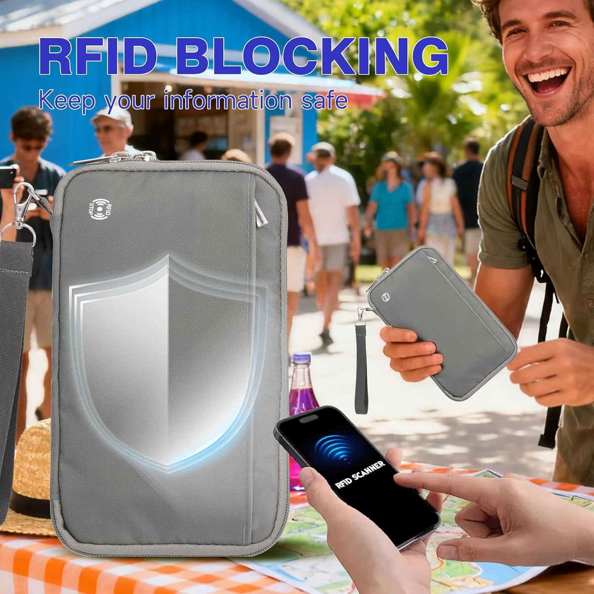 RFID Blocking Family Travel Passport Holder Wallet for 10 | Document Organizer with Zipper, Holds Up to 10 Passports, Cards, Cash, Boarding Passes, Tickets, For Travel Essentials, Black