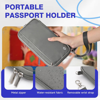 RFID Blocking Family Travel Passport Holder Wallet for 10 | Document Organizer with Zipper, Holds Up to 10 Passports, Cards, Cash, Boarding Passes, Tickets, For Travel Essentials, Black