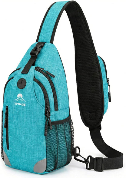 Sling Backpack for Women & Men, Crossbody Travel Bag with Water Bottle Holders, 17 Pockets, Quick-Access Phone Pocket, Hidden Security Pocket, Fits 11" Tablet, for Daily Carry, Travel, Theme Parks