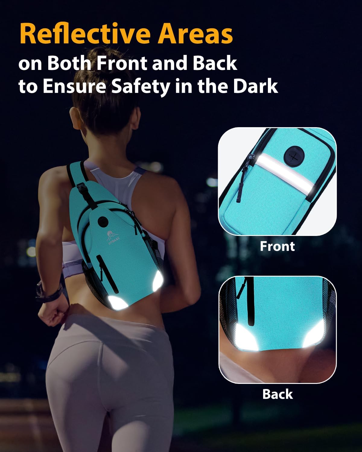 Sling Backpack for Women & Men, Crossbody Travel Bag with Water Bottle Holders, 17 Pockets, Quick-Access Phone Pocket, Hidden Security Pocket, Fits 11" Tablet, for Daily Carry, Travel, Theme Parks
