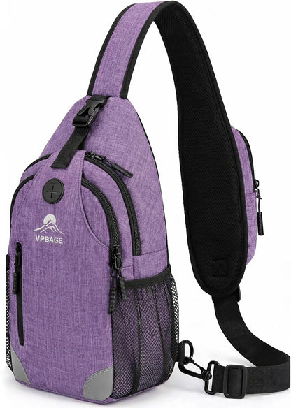 Sling Backpack for Women & Men, Crossbody Travel Bag with Water Bottle Holders, 17 Pockets, Quick-Access Phone Pocket, Hidden Security Pocket, Fits 11" Tablet, for Daily Carry, Travel, Theme Parks