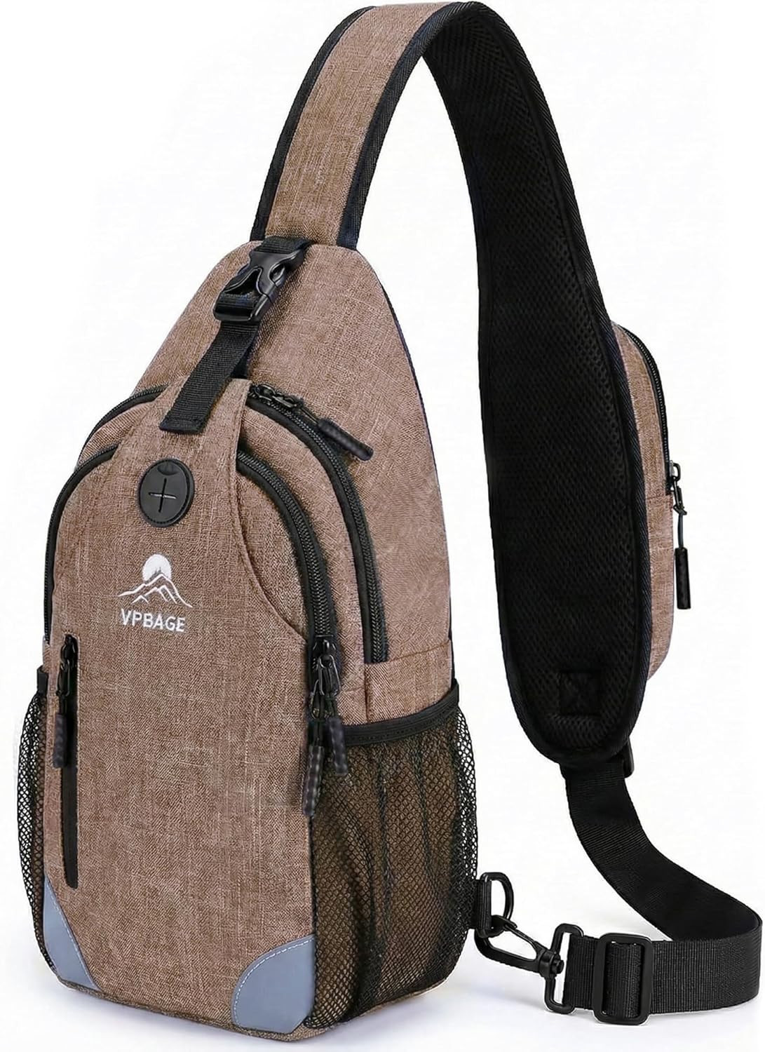 Sling Backpack for Women & Men, Crossbody Travel Bag with Water Bottle Holders, 17 Pockets, Quick-Access Phone Pocket, Hidden Security Pocket, Fits 11" Tablet, for Daily Carry, Travel, Theme Parks