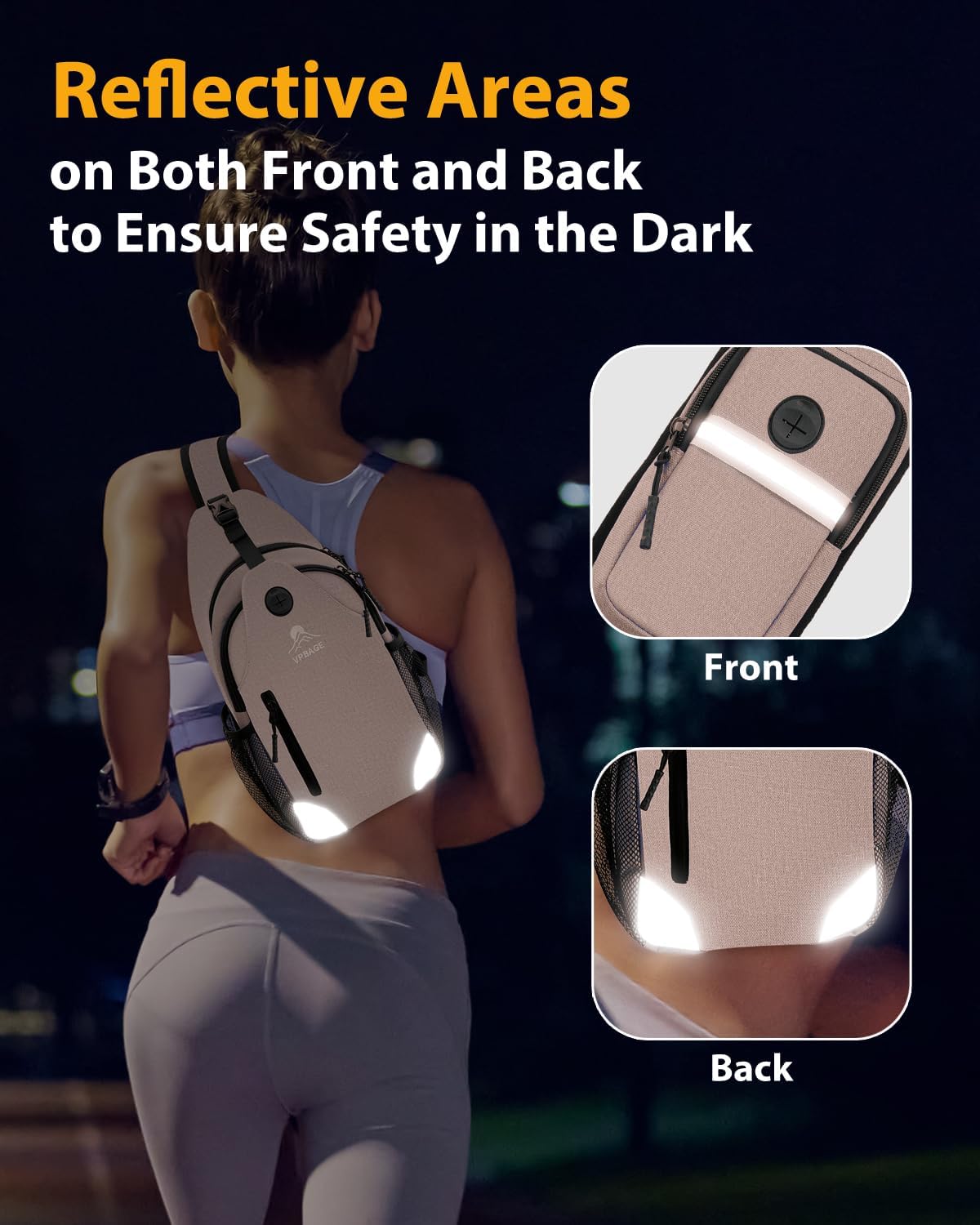 Sling Backpack for Women & Men, Crossbody Travel Bag with Water Bottle Holders, 17 Pockets, Quick-Access Phone Pocket, Hidden Security Pocket, Fits 11" Tablet, for Daily Carry, Travel, Theme Parks