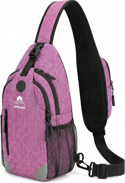 Sling Backpack for Women & Men, Crossbody Travel Bag with Water Bottle Holders, 17 Pockets, Quick-Access Phone Pocket, Hidden Security Pocket, Fits 11" Tablet, for Daily Carry, Travel, Theme Parks