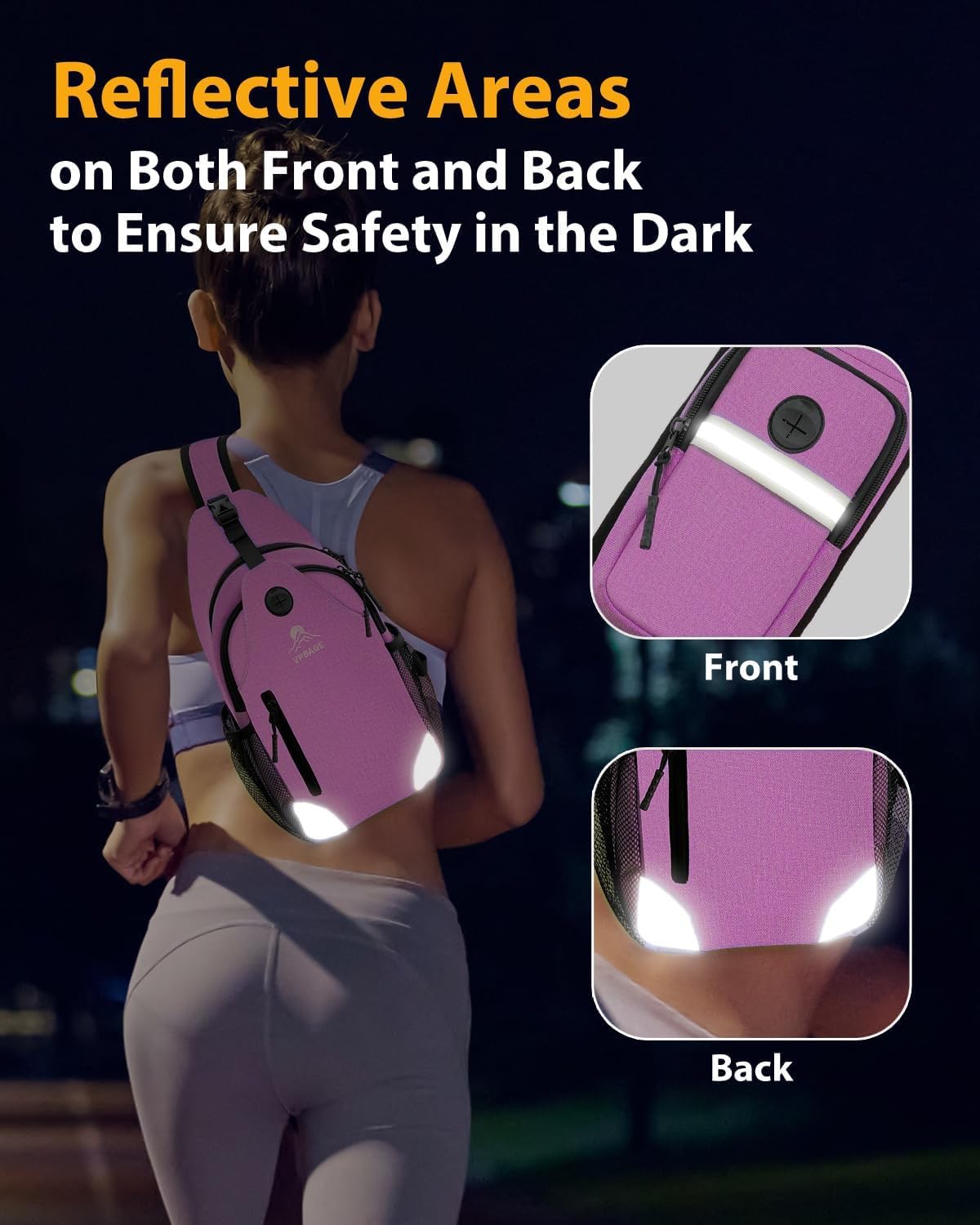Sling Backpack for Women & Men, Crossbody Travel Bag with Water Bottle Holders, 17 Pockets, Quick-Access Phone Pocket, Hidden Security Pocket, Fits 11" Tablet, for Daily Carry, Travel, Theme Parks