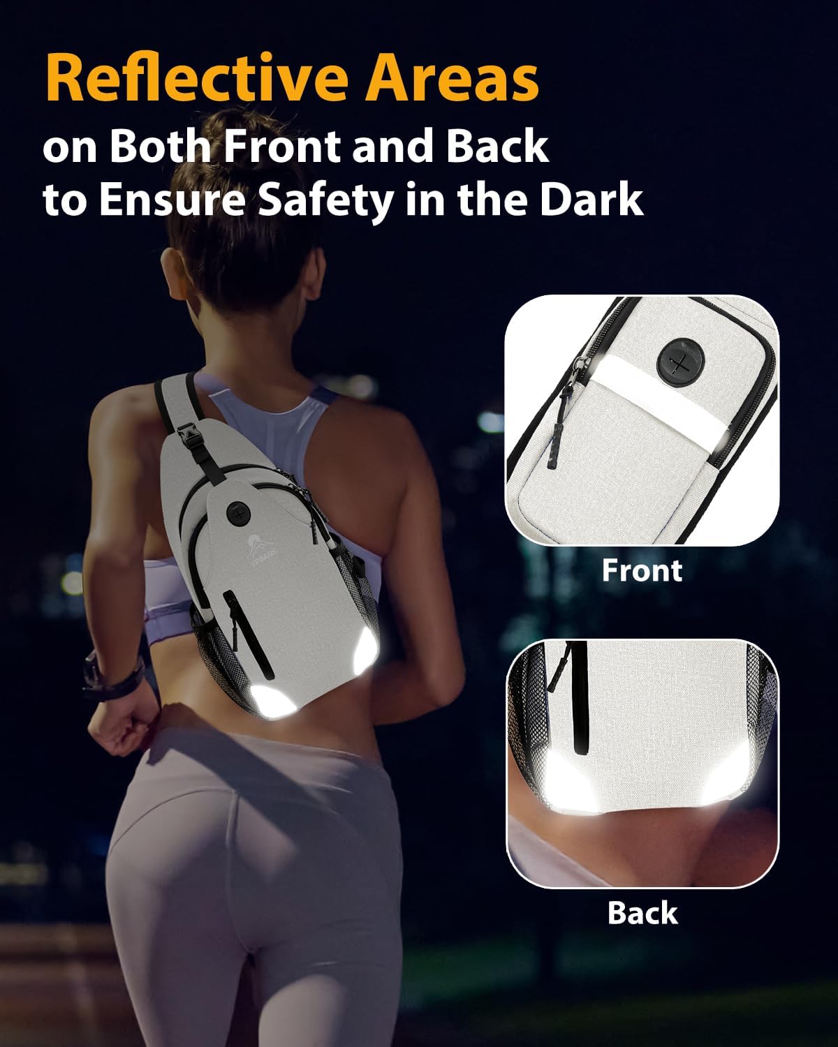 Sling Backpack for Women & Men, Crossbody Travel Bag with Water Bottle Holders, 17 Pockets, Quick-Access Phone Pocket, Hidden Security Pocket, Fits 11" Tablet, for Daily Carry, Travel, Theme Parks