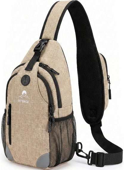 Sling Backpack for Women & Men, Crossbody Travel Bag with Water Bottle Holders, 17 Pockets, Quick-Access Phone Pocket, Hidden Security Pocket, Fits 11" Tablet, for Daily Carry, Travel, Theme Parks
