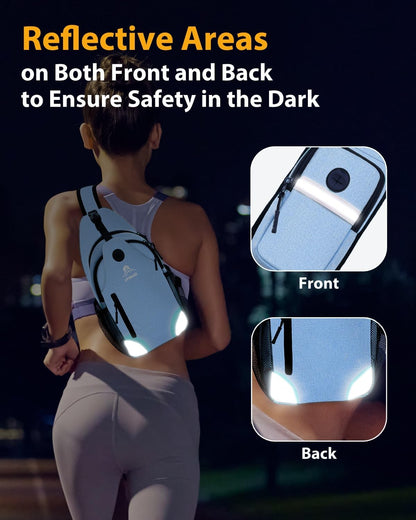 Sling Backpack for Women & Men, Crossbody Travel Bag with Water Bottle Holders, 17 Pockets, Quick-Access Phone Pocket, Hidden Security Pocket, Fits 11" Tablet, for Daily Carry, Travel, Theme Parks