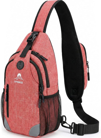 Sling Backpack for Women & Men, Crossbody Travel Bag with Water Bottle Holders, 17 Pockets, Quick-Access Phone Pocket, Hidden Security Pocket, Fits 11" Tablet, for Daily Carry, Travel, Theme Parks
