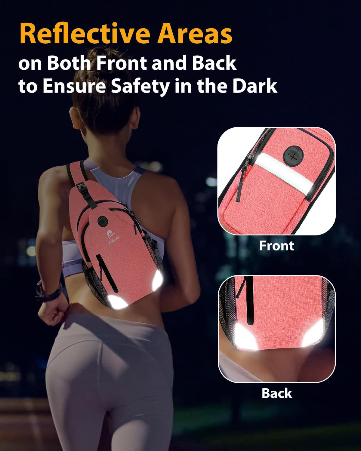 Sling Backpack for Women & Men, Crossbody Travel Bag with Water Bottle Holders, 17 Pockets, Quick-Access Phone Pocket, Hidden Security Pocket, Fits 11" Tablet, for Daily Carry, Travel, Theme Parks