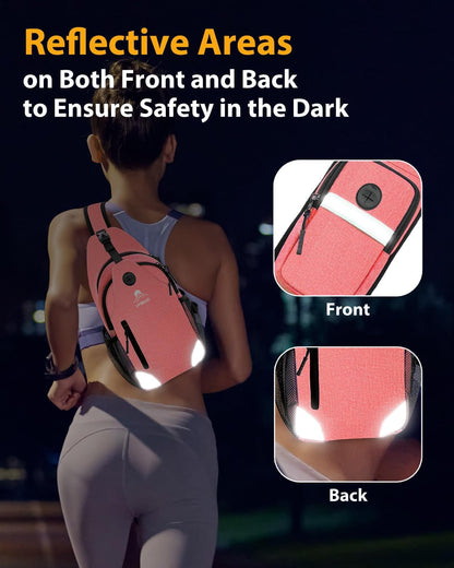 Sling Backpack for Women & Men, Crossbody Travel Bag with Water Bottle Holders, 17 Pockets, Quick-Access Phone Pocket, Hidden Security Pocket, Fits 11" Tablet, for Daily Carry, Travel, Theme Parks