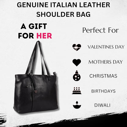 Genuine Italian Leather Women's Tote Handbags, Satchel Purse Ladies Shoulder Bags with Top Handle