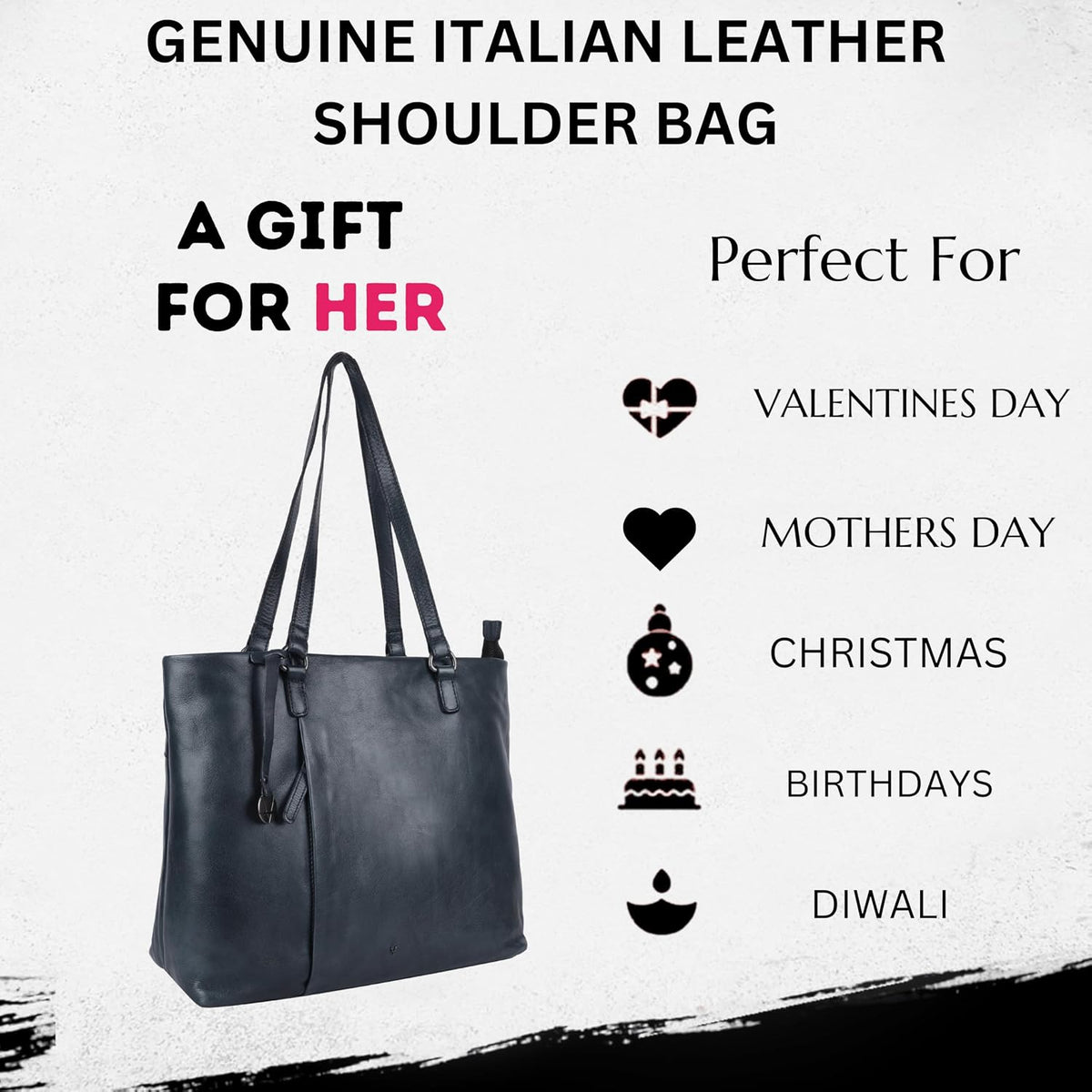 Genuine Italian Leather Women's Tote Handbags, Satchel Purse Ladies Shoulder Bags with Top Handle