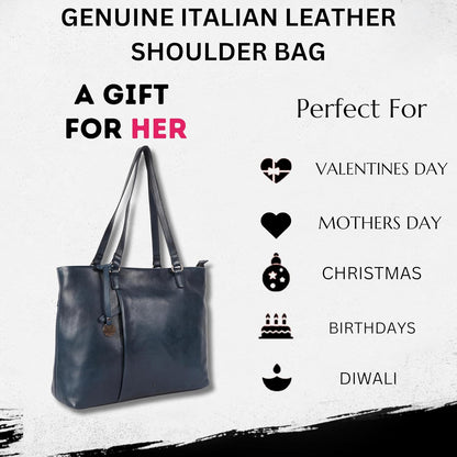 Genuine Italian Leather Women's Tote Handbags, Satchel Purse Ladies Shoulder Bags with Top Handle