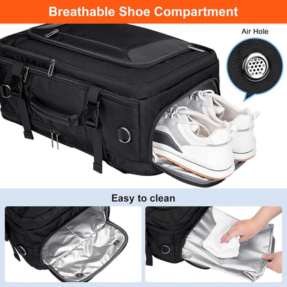 Travel Backpack for Women 3-In-1 Carry on Bag with Shoe Compartment | 16" Laptop Luggage Suitcase with TSA-Friendly 180° Opening, USB Charging Port for Business Trip, Commut, Daily