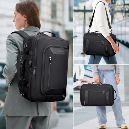 Travel Backpack for Women 3-In-1 Carry on Bag with Shoe Compartment | 16" Laptop Luggage Suitcase with TSA-Friendly 180° Opening, USB Charging Port for Business Trip, Commut, Daily