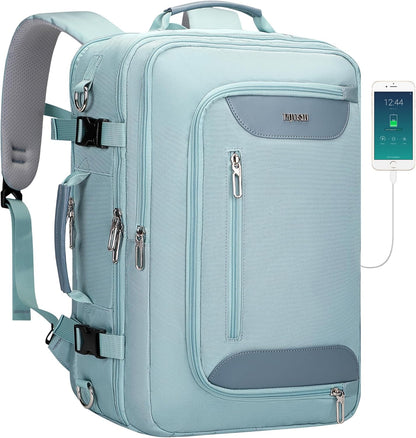 Travel Backpack for Women 3-In-1 Carry on Bag with Shoe Compartment | 16" Laptop Luggage Suitcase with TSA-Friendly 180° Opening, USB Charging Port for Business Trip, Commut, Daily