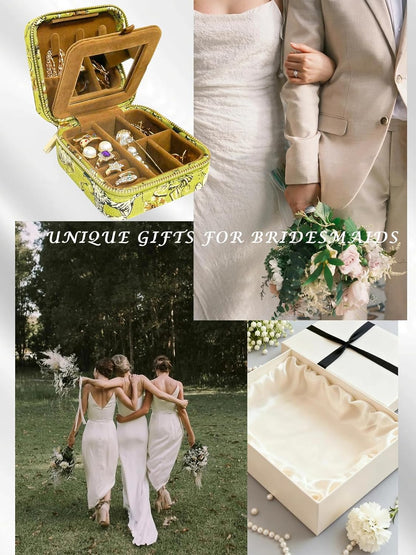 Small Travel Jewelry Box for Women - Mini Personalized Jewellery Organizer with Mirror|Cute Portable Jewelry Case Necklace Earring Ring Compact Storage Holder Birthday Gifts for Mom Bridesmaid (Green)