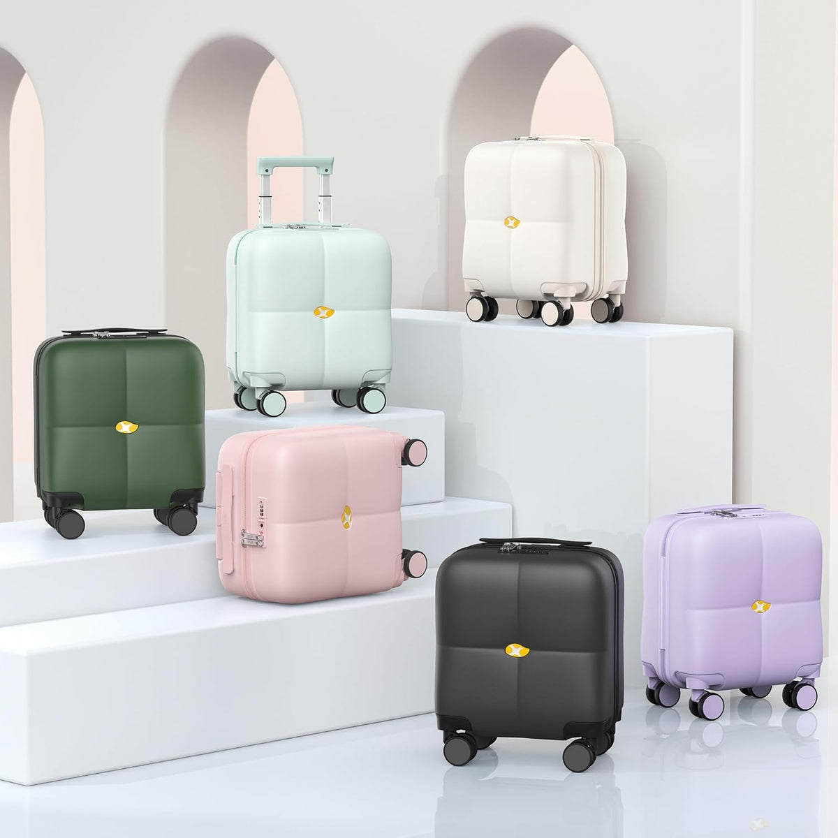 14 Inch Underseat Carry On Luggage with Wheels Hard Shell Suitcases Lightweight Small Luggage for Weekender Mini Suitcase Carry On Bag for Travel Rolling Suitcase.(Aquamarine)