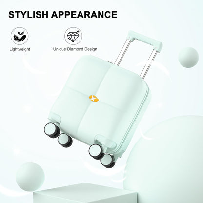 14 Inch Underseat Carry On Luggage with Wheels Hard Shell Suitcases Lightweight Small Luggage for Weekender Mini Suitcase Carry On Bag for Travel Rolling Suitcase.(Aquamarine)