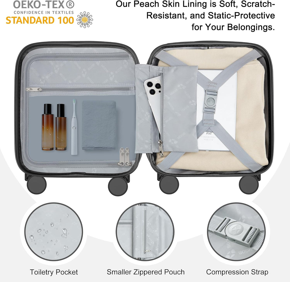 14 Inch Underseat Carry On Luggage with Wheels Hard Shell Suitcases Lightweight Small Luggage for Weekender Mini Suitcase Carry On Bag for Travel Rolling Suitcase.(Aquamarine)