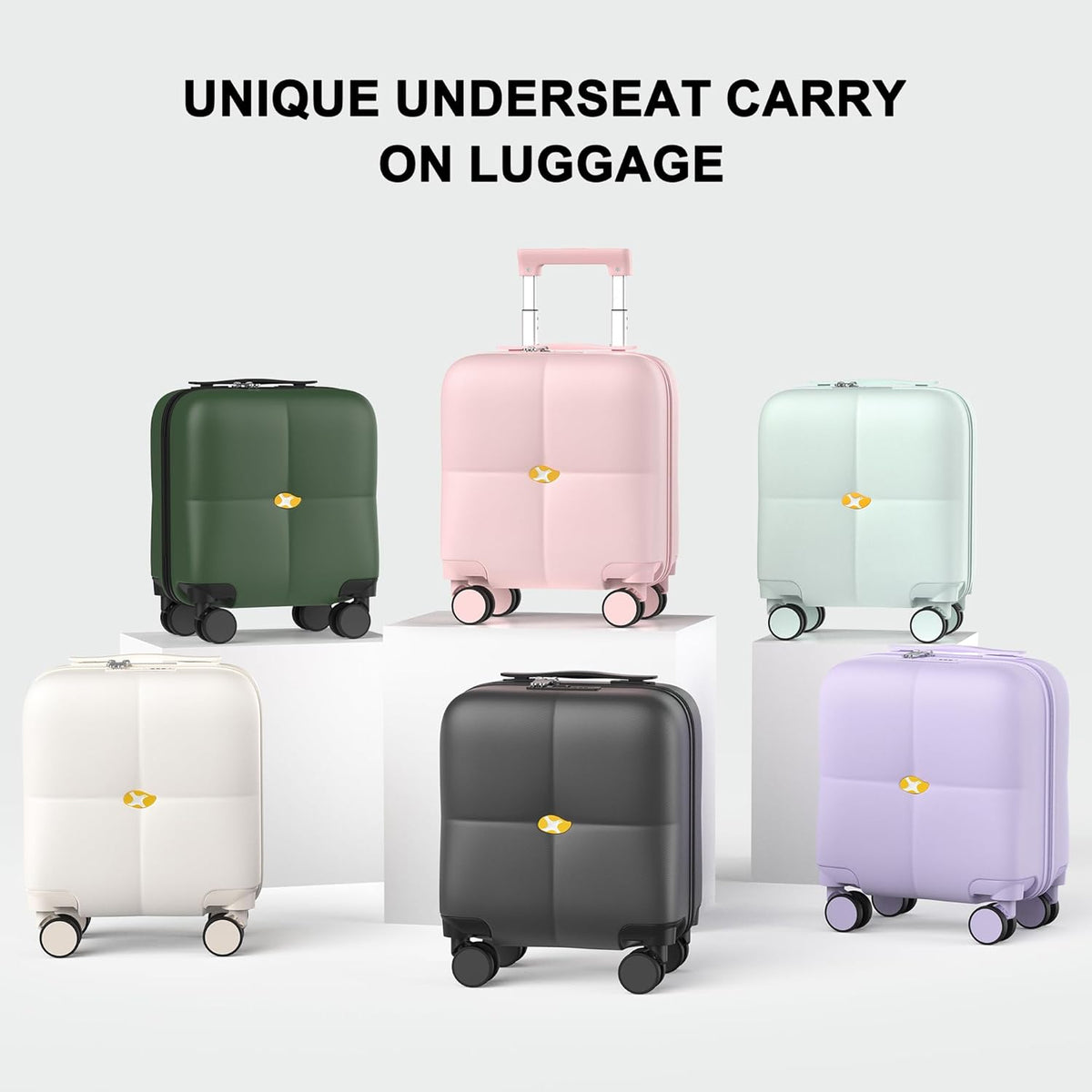 14 Inch Underseat Carry On Luggage with Wheels Hard Shell Suitcases Lightweight Small Luggage for Weekender Mini Suitcase Carry On Bag for Travel Rolling Suitcase.(Aquamarine)