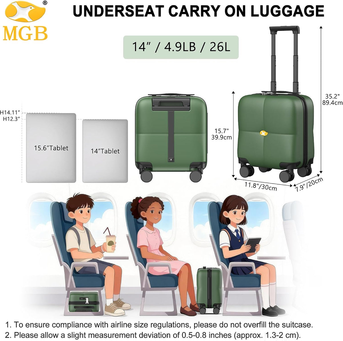 14 Inch Underseat Carry On Luggage with Wheels Hard Shell Suitcases Lightweight Small Luggage for Weekender Mini Suitcase Carry On Bag for Travel Rolling Suitcase.(Aquamarine)