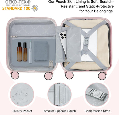 14 Inch Underseat Carry On Luggage with Wheels Hard Shell Suitcases Lightweight Small Luggage for Weekender Mini Suitcase Carry On Bag for Travel Rolling Suitcase.(Aquamarine)
