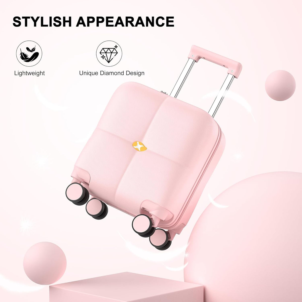 14 Inch Underseat Carry On Luggage with Wheels Hard Shell Suitcases Lightweight Small Luggage for Weekender Mini Suitcase Carry On Bag for Travel Rolling Suitcase.(Aquamarine)