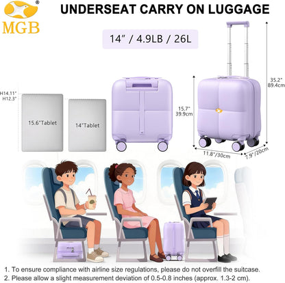 14 Inch Underseat Carry On Luggage with Wheels Hard Shell Suitcases Lightweight Small Luggage for Weekender Mini Suitcase Carry On Bag for Travel Rolling Suitcase.(Aquamarine)