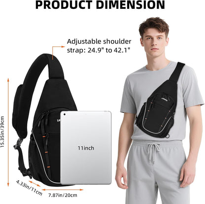 Small Crossbody Sling Bag, Water-Resistant Chest Pack with RFID Blocking, Lightweight Travel Backpack, Ideal for Hiking, Commuting, Outdoor Activities