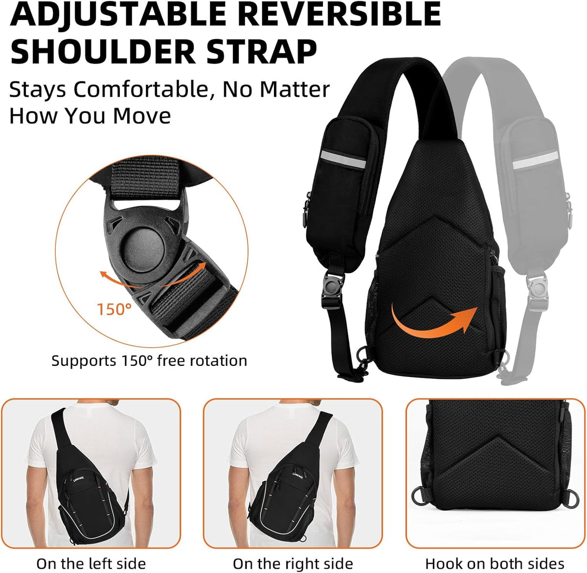 Small Crossbody Sling Bag, Water-Resistant Chest Pack with RFID Blocking, Lightweight Travel Backpack, Ideal for Hiking, Commuting, Outdoor Activities