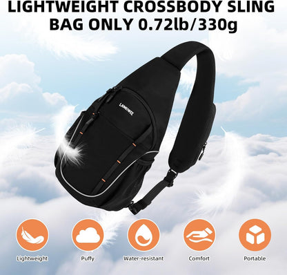 Small Crossbody Sling Bag, Water-Resistant Chest Pack with RFID Blocking, Lightweight Travel Backpack, Ideal for Hiking, Commuting, Outdoor Activities