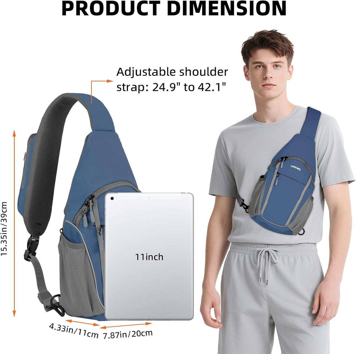 Small Crossbody Sling Bag, Water-Resistant Chest Pack with RFID Blocking, Lightweight Travel Backpack, Ideal for Hiking, Commuting, Outdoor Activities