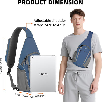 Small Crossbody Sling Bag, Water-Resistant Chest Pack with RFID Blocking, Lightweight Travel Backpack, Ideal for Hiking, Commuting, Outdoor Activities