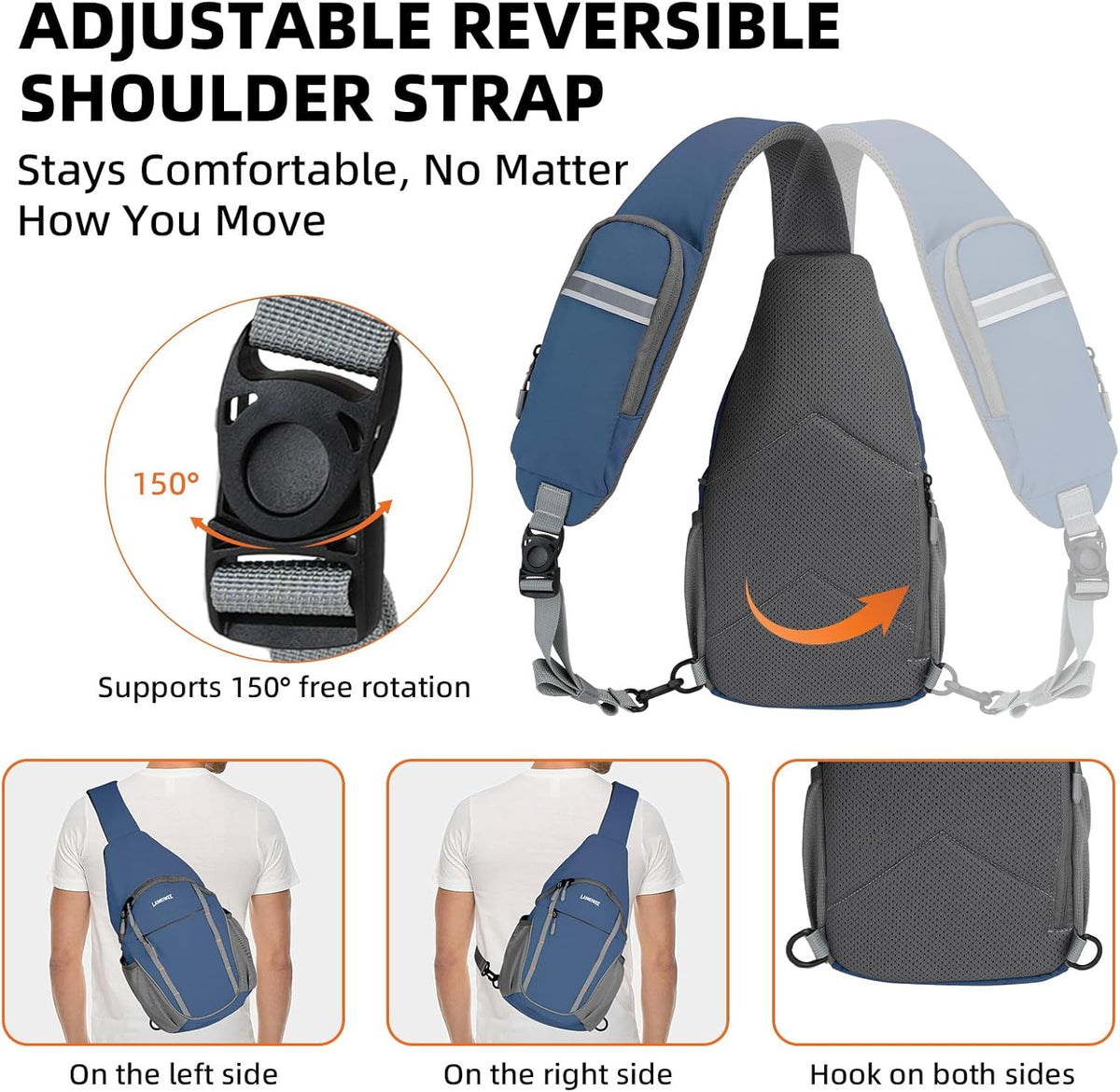 Small Crossbody Sling Bag, Water-Resistant Chest Pack with RFID Blocking, Lightweight Travel Backpack, Ideal for Hiking, Commuting, Outdoor Activities