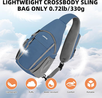 Small Crossbody Sling Bag, Water-Resistant Chest Pack with RFID Blocking, Lightweight Travel Backpack, Ideal for Hiking, Commuting, Outdoor Activities