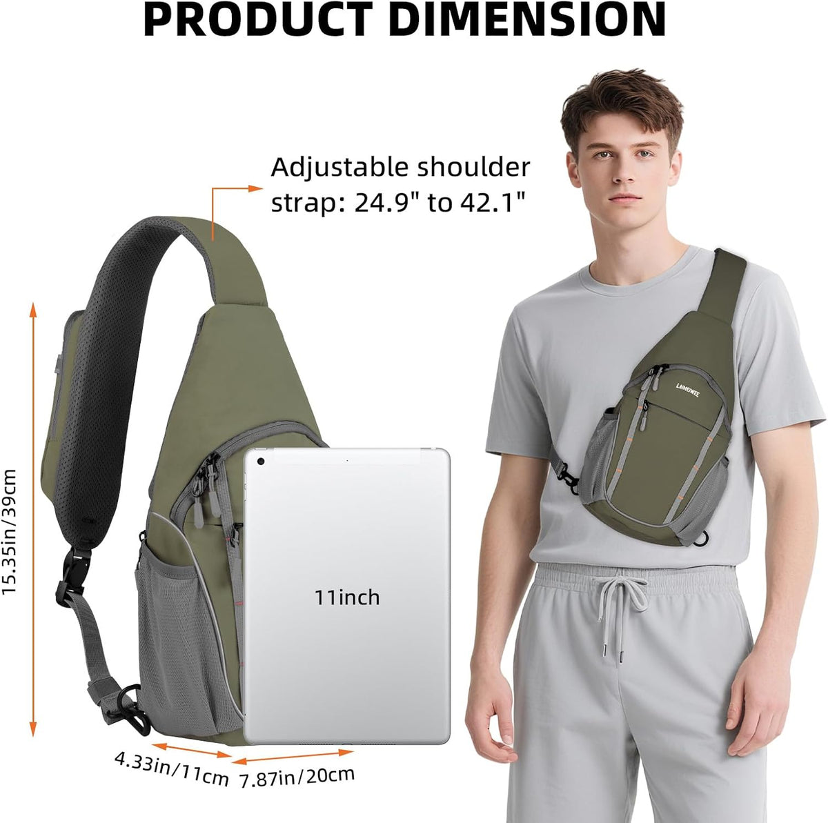 Small Crossbody Sling Bag, Water-Resistant Chest Pack with RFID Blocking, Lightweight Travel Backpack, Ideal for Hiking, Commuting, Outdoor Activities