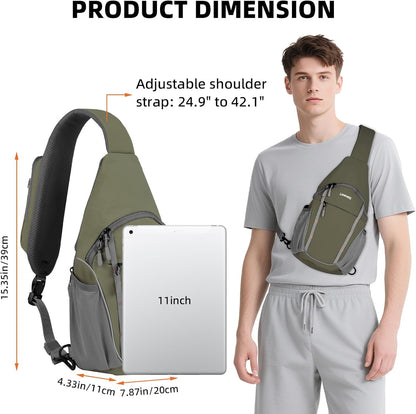 Small Crossbody Sling Bag, Water-Resistant Chest Pack with RFID Blocking, Lightweight Travel Backpack, Ideal for Hiking, Commuting, Outdoor Activities